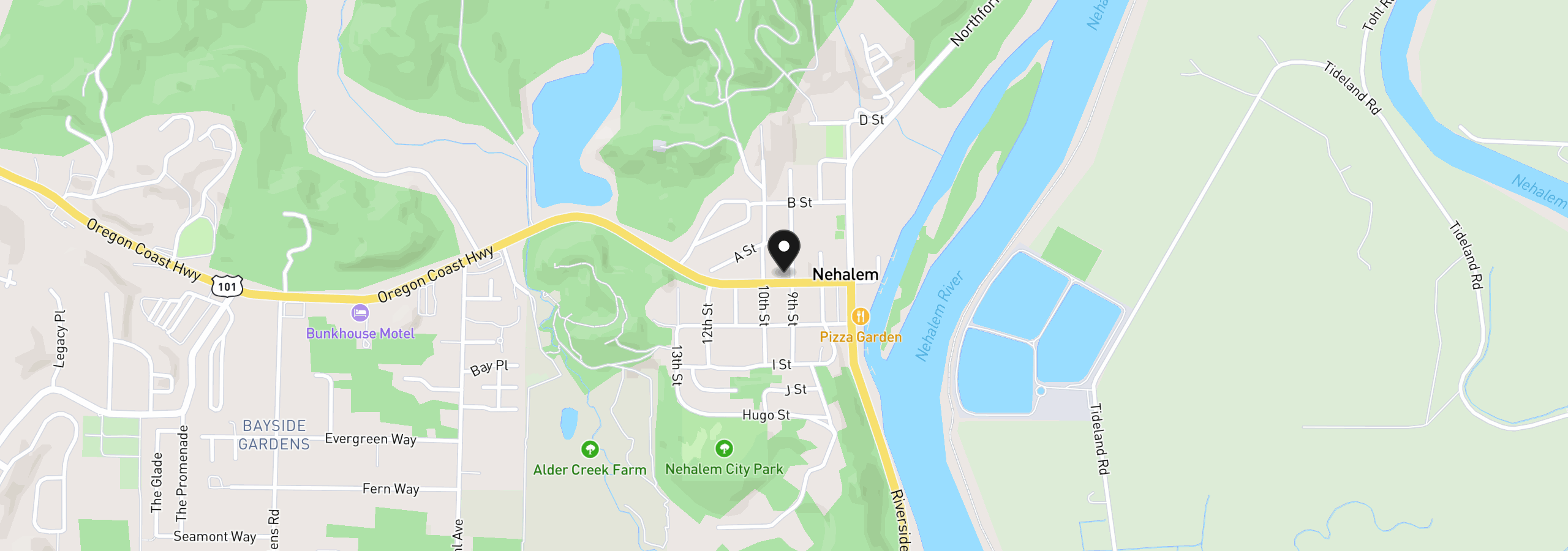 Map showing the location of 12880 H St, Nehalem, OR 97131