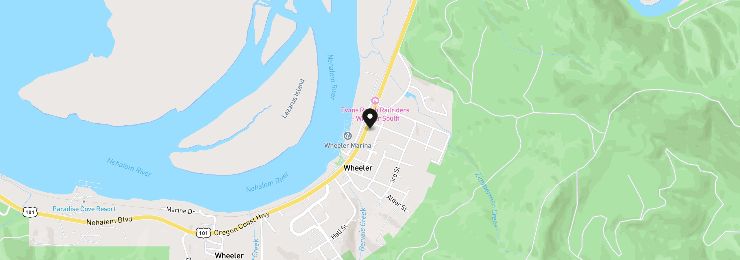 Map showing the location of 175 Nehalem Blvd, Wheeler, OR 97147