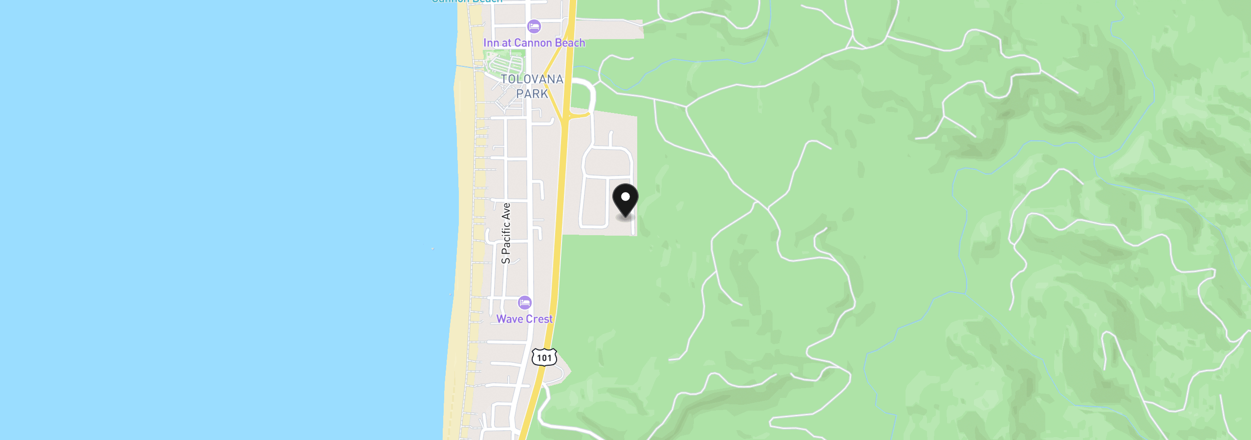 Map showing the location of 3780 E Chinook, Cannon Beach, OR 97110