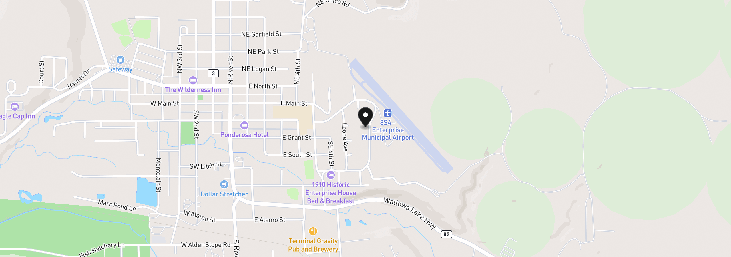 Map showing the location of 210 Pace Ave, Enterprise, OR 97828