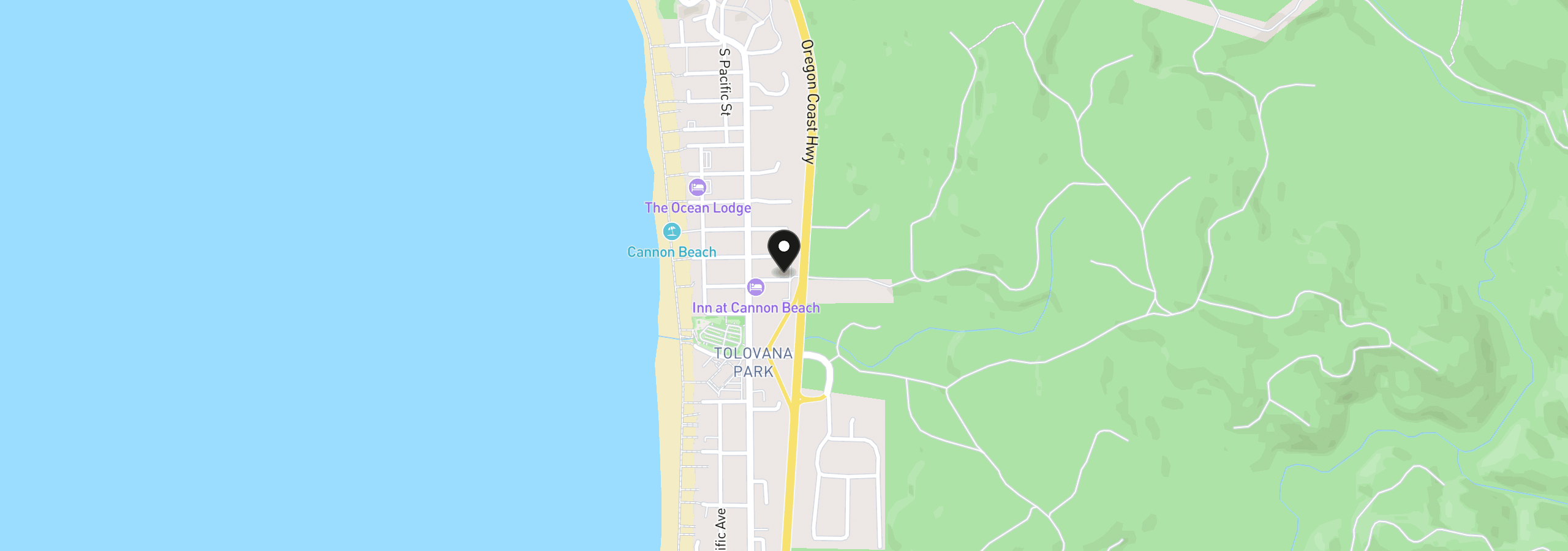 Map showing the location of 132 Surfcrest D-2, Cannon Beach, OR 97110