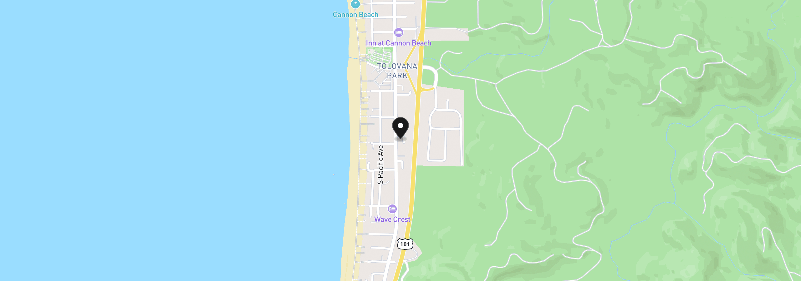 Map showing the location of 3679 S Hemlock St, Cannon Beach, OR 97110