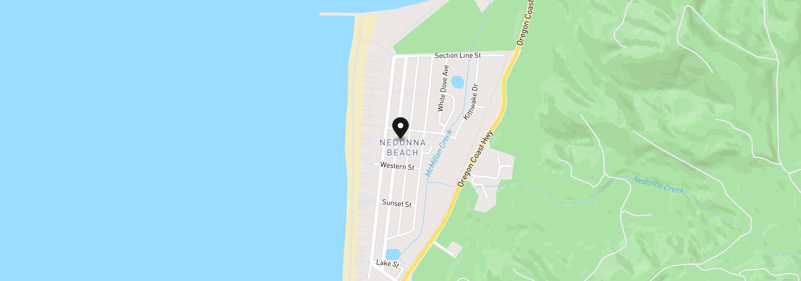 Map showing the location of 0 Nedonna Ave, Rockaway Beach, OR 97136
