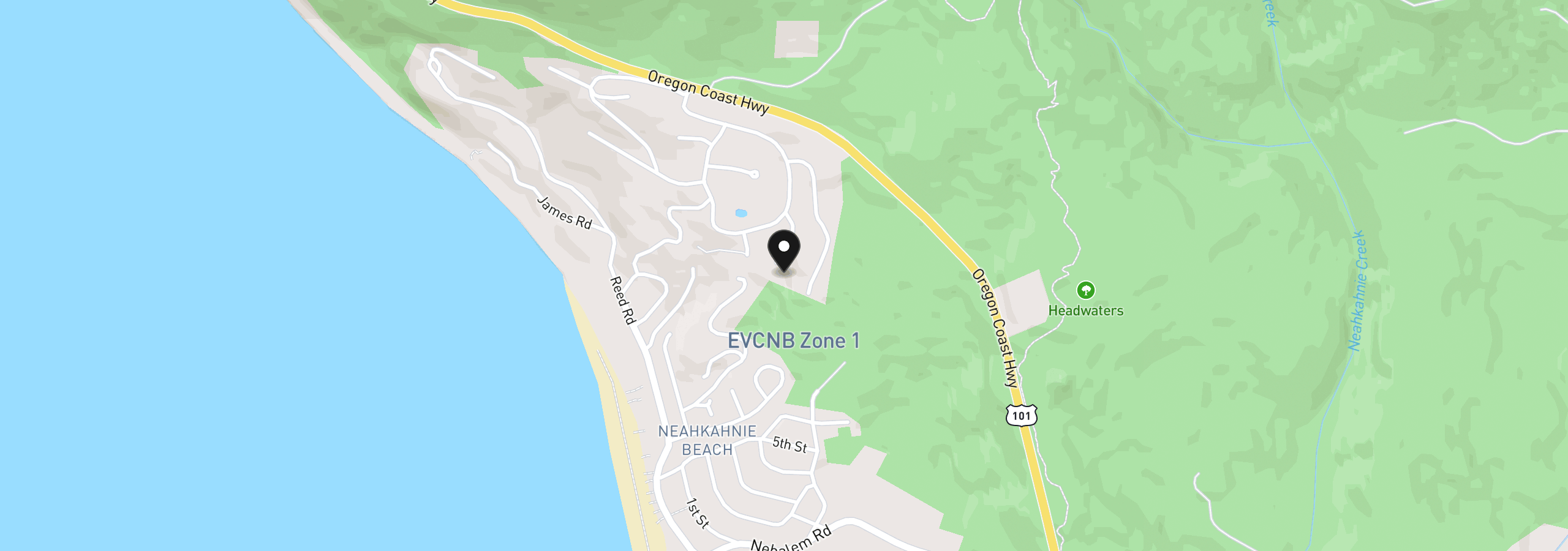 Map showing the location of Tides Trail 45, Manzanita, OR 97130