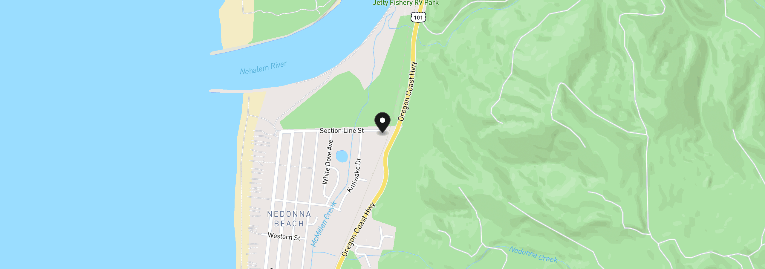 Map showing the location of 9875 Section Line St, Rockaway Beach, OR 97136