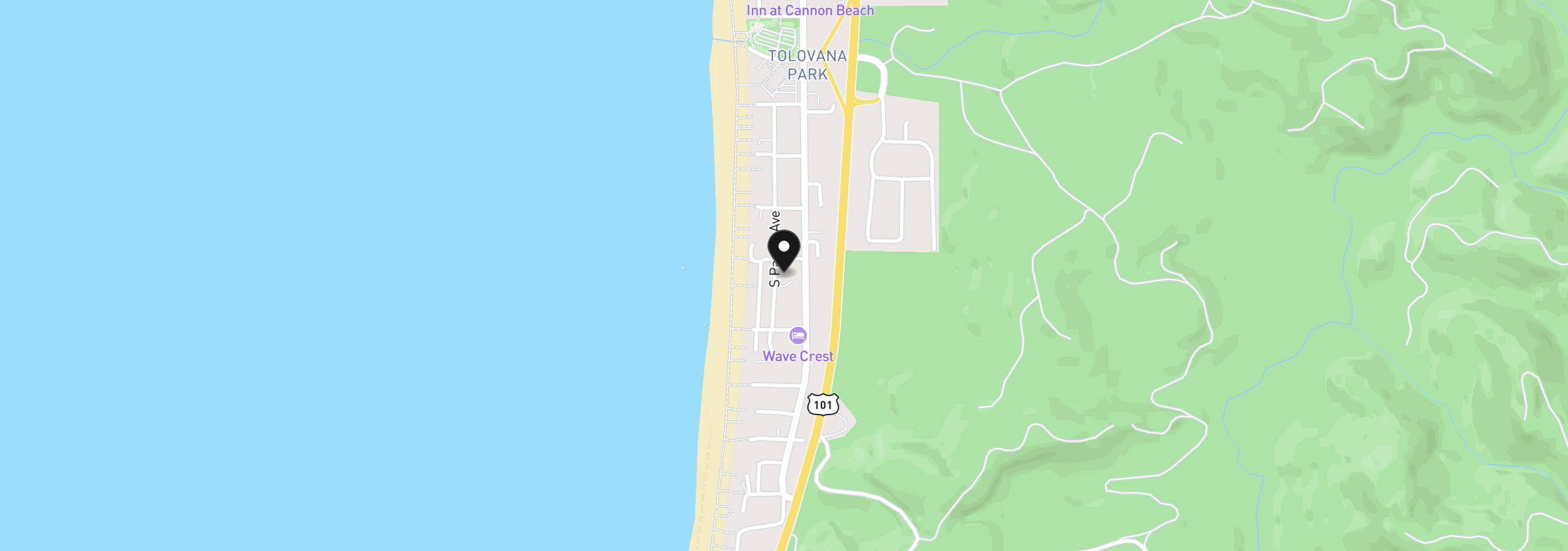 Map showing the location of 3863 Pacific Ave, Cannon Beach, OR 97110