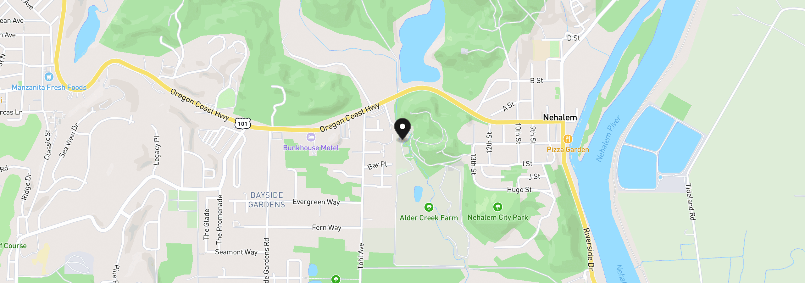Map showing the location of 35975 Underhill Ln, Nehalem, OR 97131