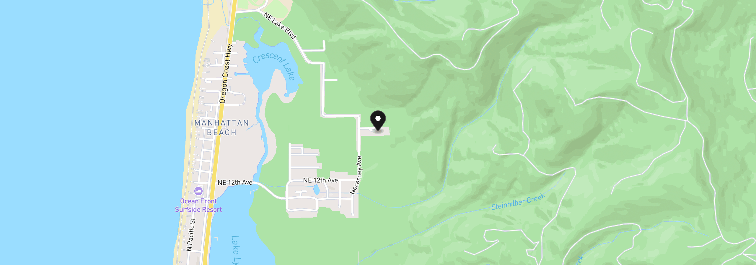 Map showing the location of 9595 NE 17th Ave, Rockaway Beach, OR 97136
