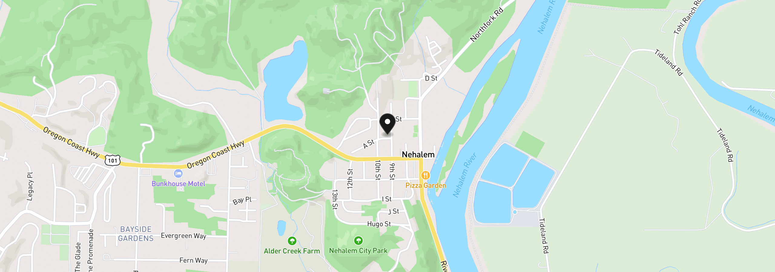 Map showing the location of 12895 A St, Nehalem, OR 97131
