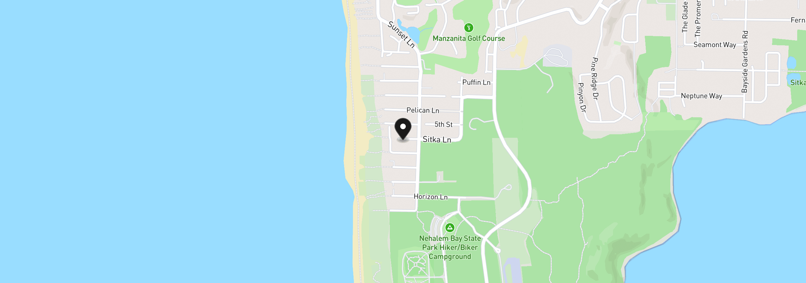 Map showing the location of Sitka Ln 02000, Manzanita, OR 97130