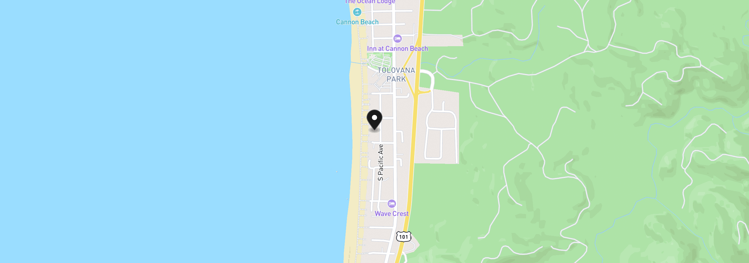 Map showing the location of 3664 Pacific St, Cannon Beach, OR 97110