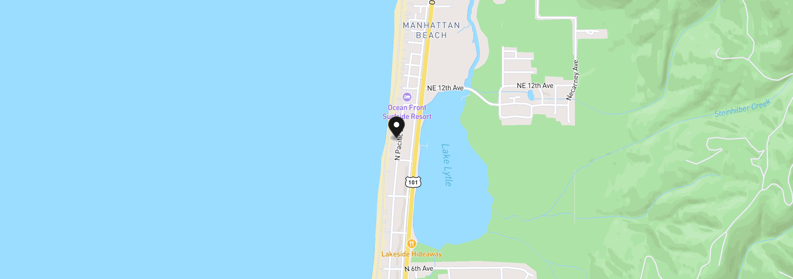 Map showing the location of 935 N Pacific St, Rockaway Beach, OR 97136