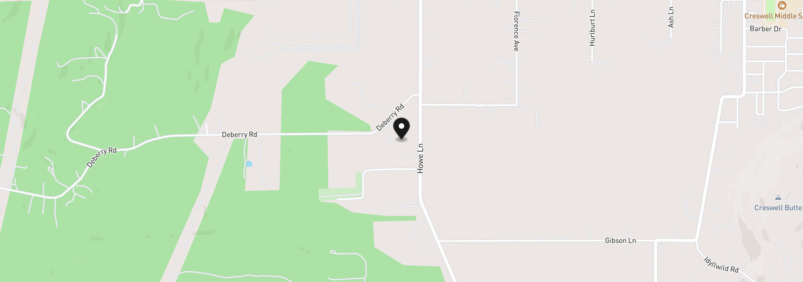 Map showing the location of 82756 Howe Ln, Creswell, OR 97426