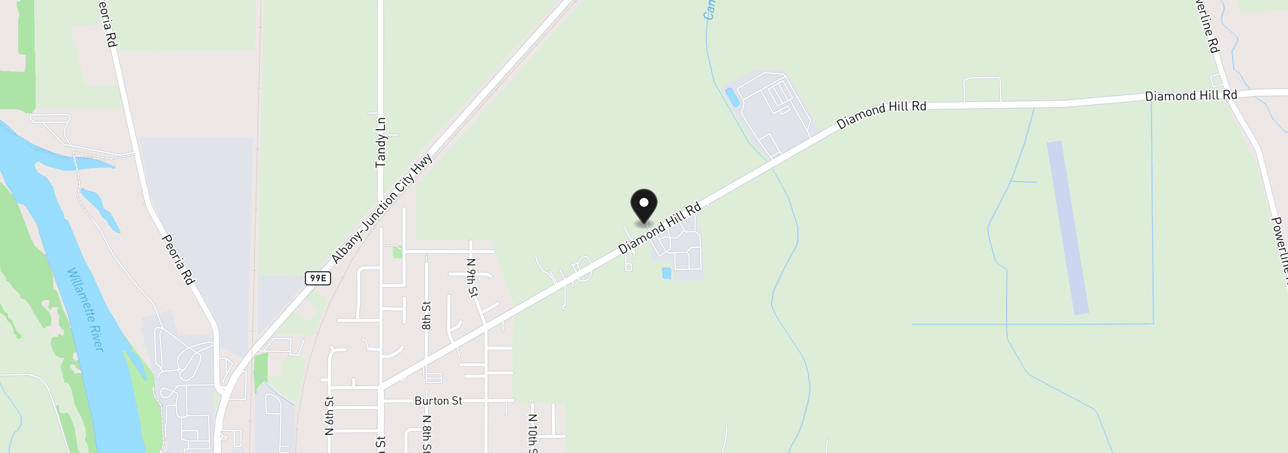 Map showing the location of 30577 Diamond Hill Dr, Harrisburg, OR 97446