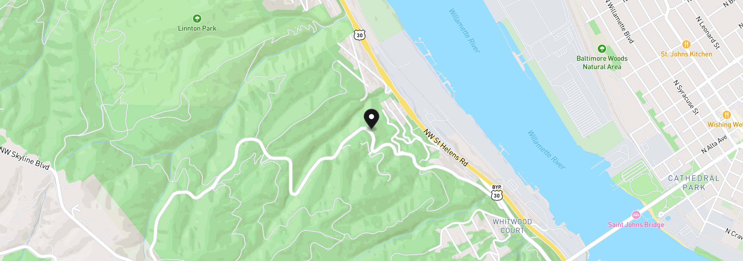 Map showing the location of NW Germantown Rd, Portland, OR 97231