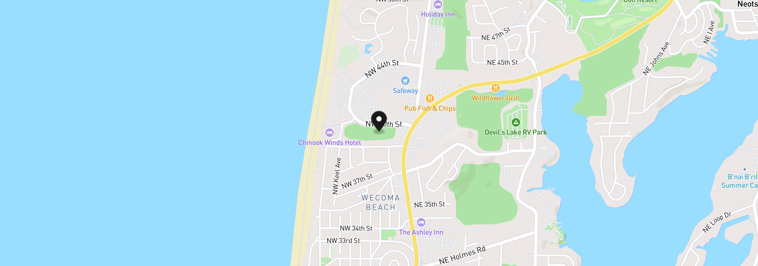 Map showing the location of 4000 NW Blk 40th St, Lincoln City, OR 97367