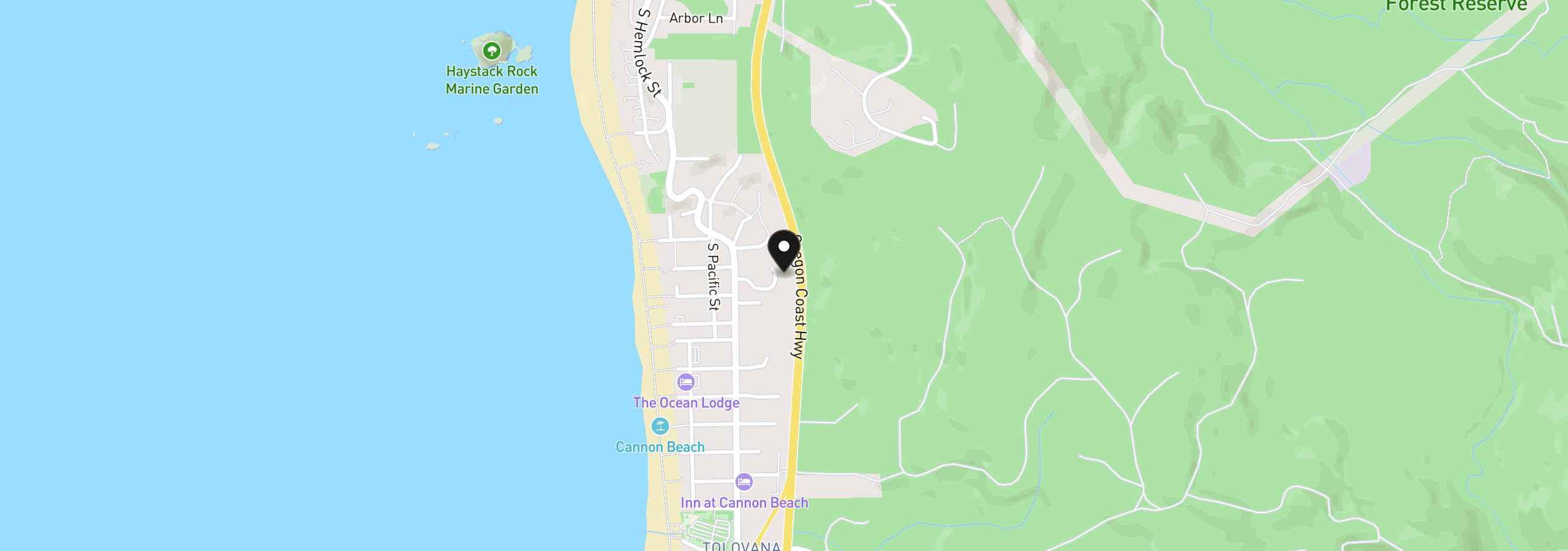 Map showing the location of 167 Amber Ln, Cannon Beach, OR 97110