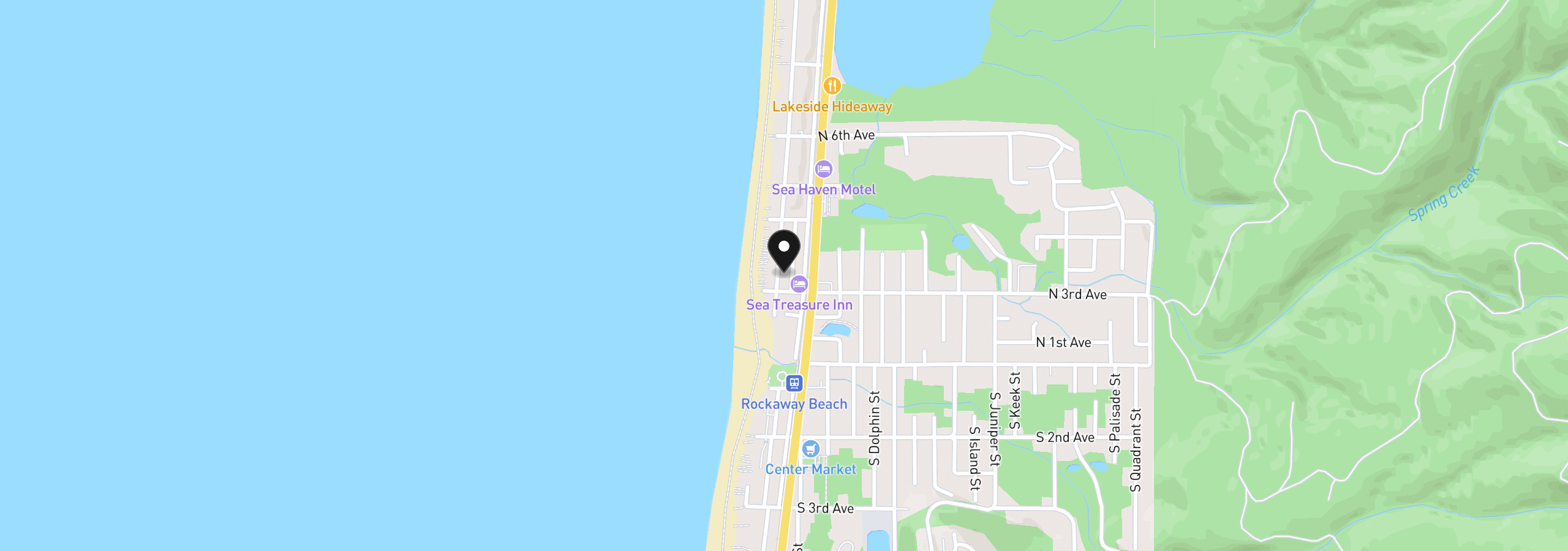Map showing the location of 300 N Pacific St 35, Rockaway Beach, OR 97136