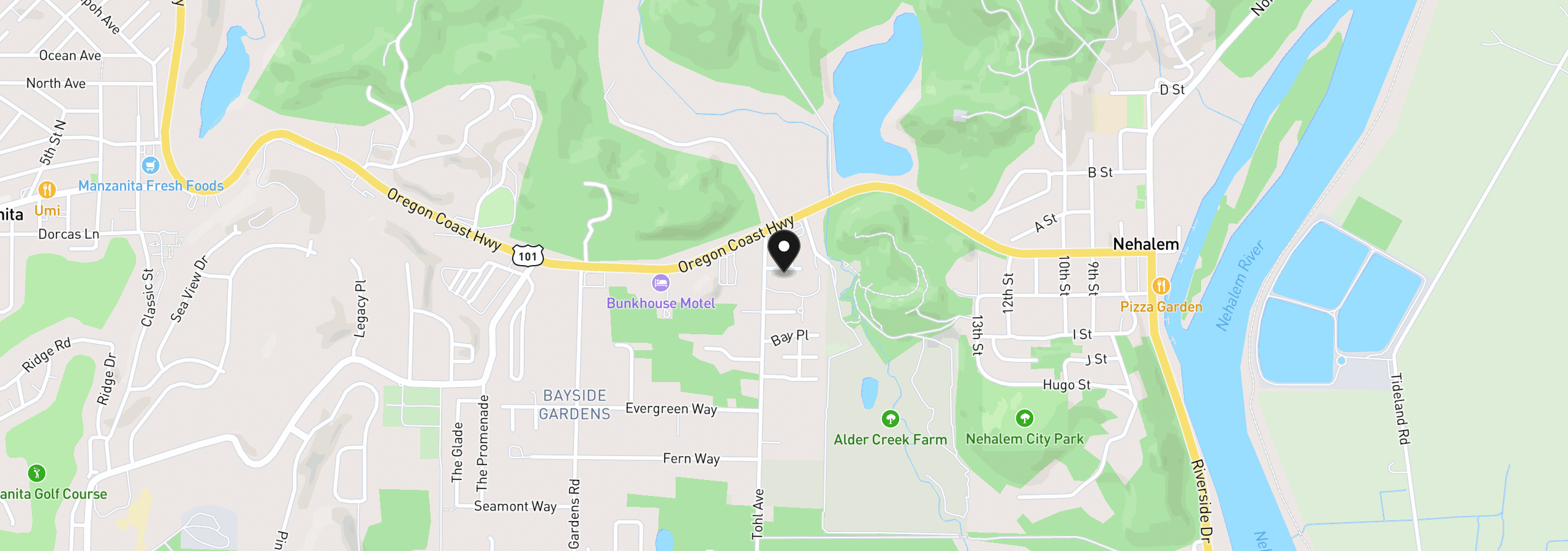 Map showing the location of 11505 Pinewood Ln, Nehalem, OR 97131
