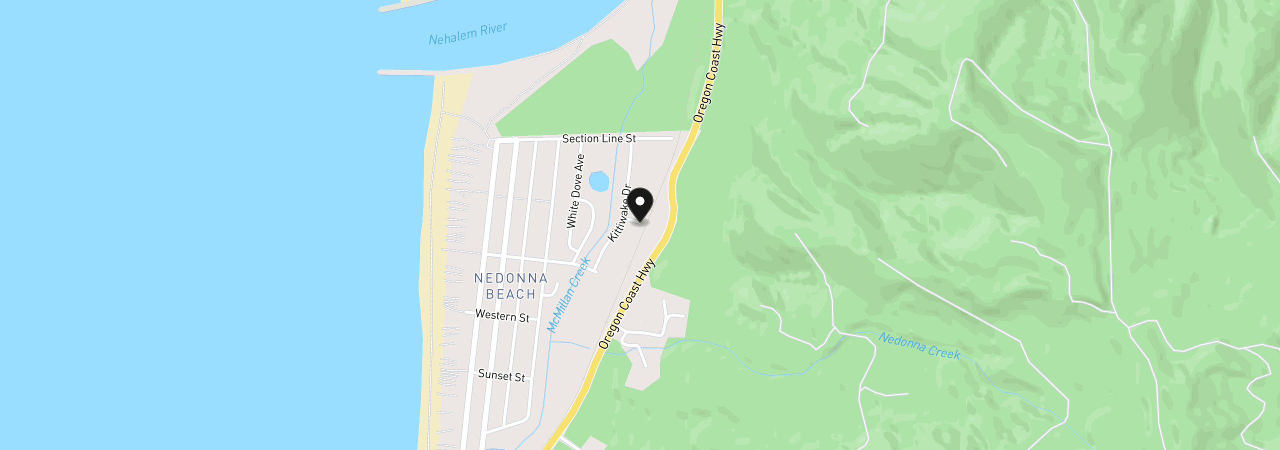 Map showing the location of 8545 Song St, Rockaway Beach, OR 97136