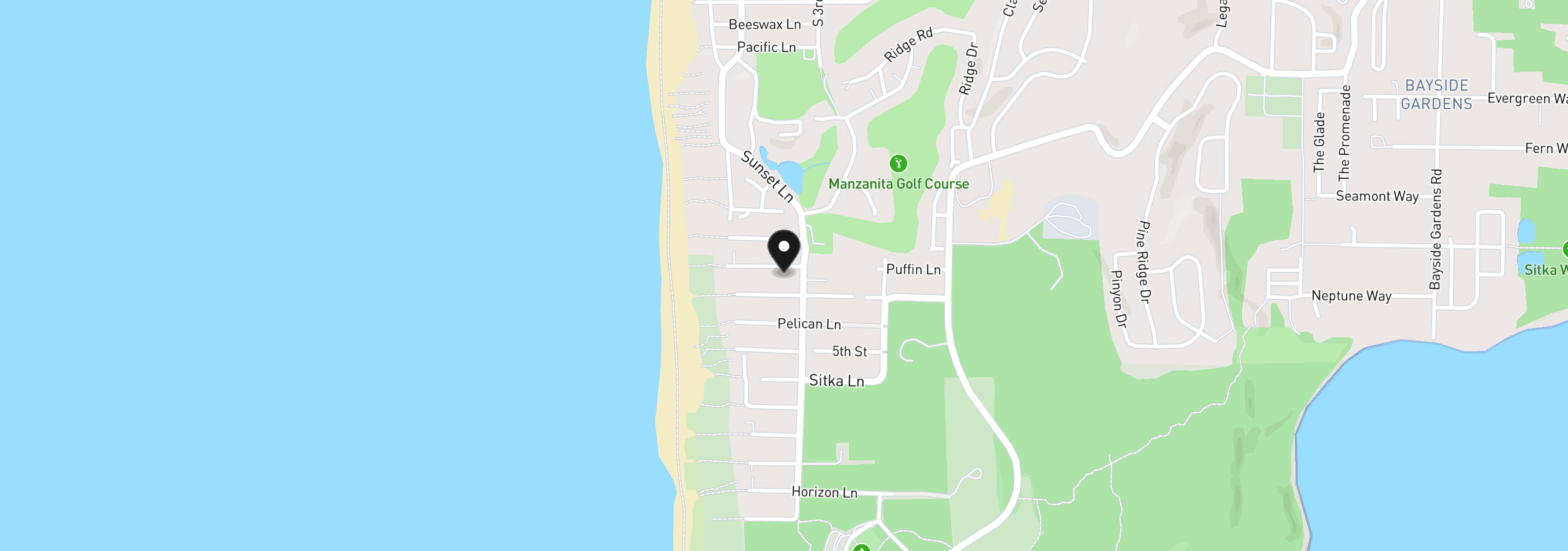 Map showing the location of 8965 Puffin Ln, Manzanita, OR 97130