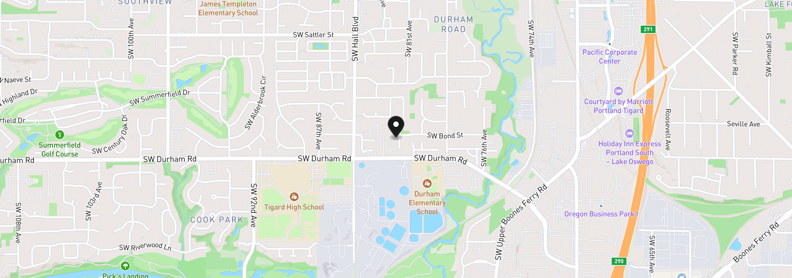Map showing the location of 15867 SW 81st Ct, Portland, OR 97224