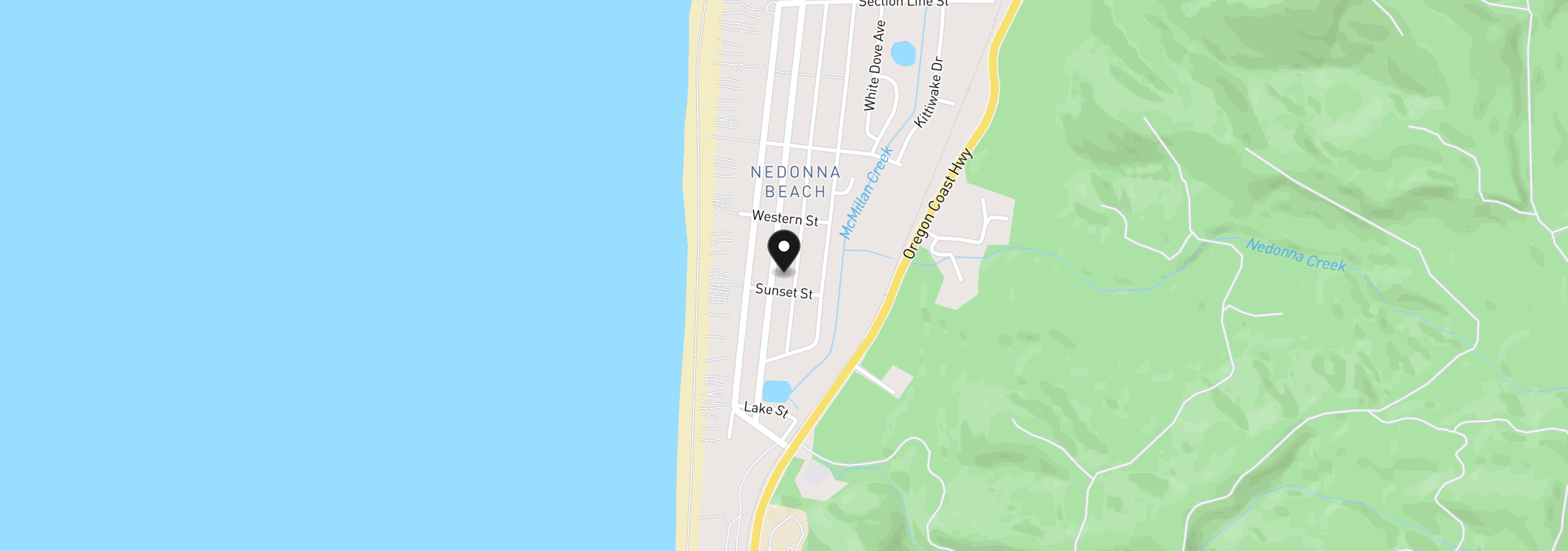 Map showing the location of 26035 Nedonna Ave, Rockaway Beach, OR 97136
