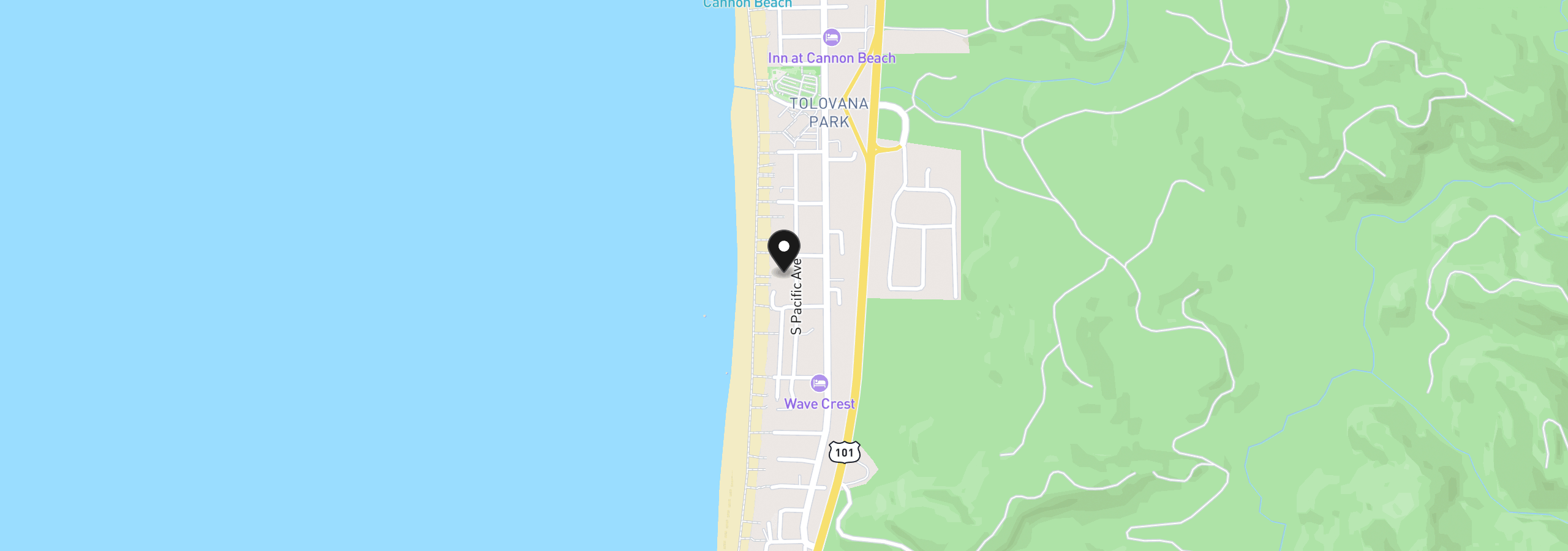Map showing the location of 3736 Pacific St, Cannon Beach, OR 97110