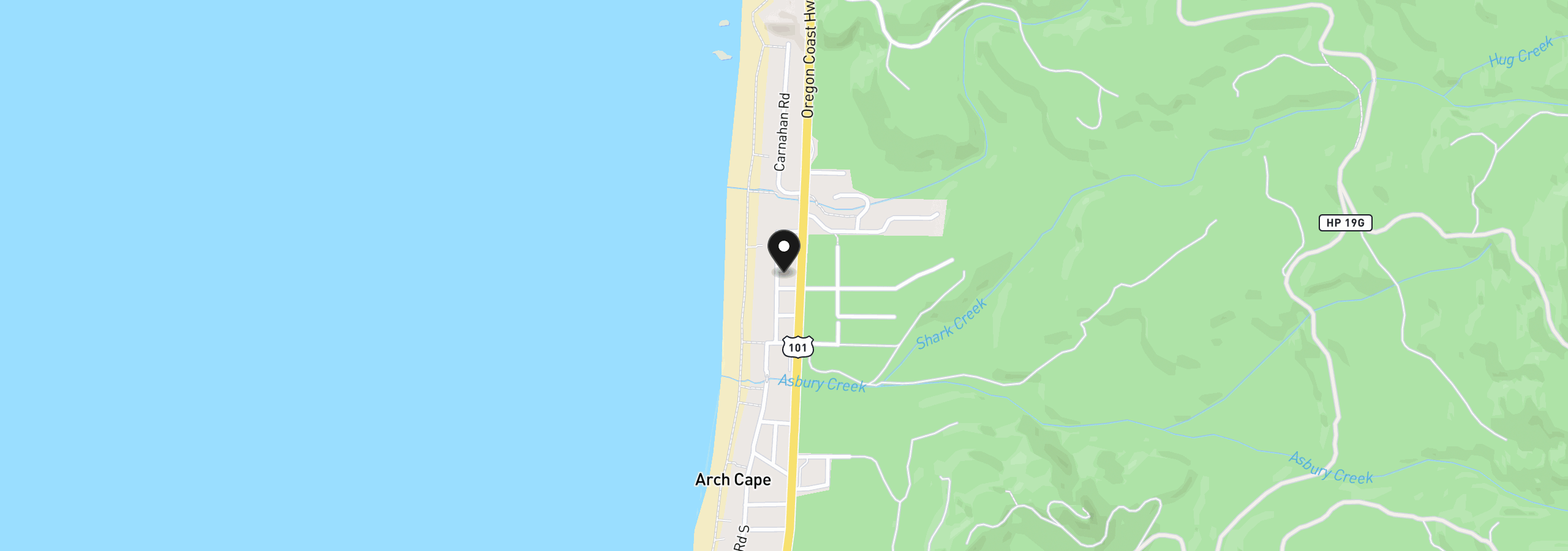 Map showing the location of Pacific Rd 3301, Arch Cape, OR 97102