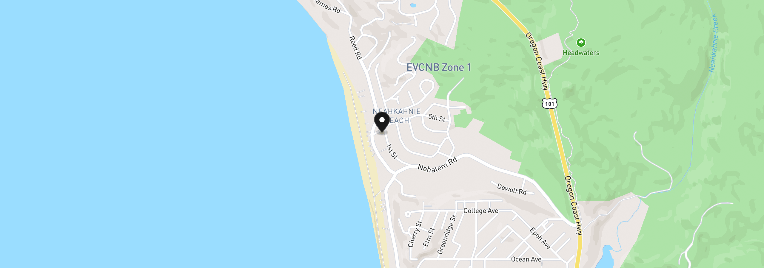 Map showing the location of 8015 Neah-Kah-Nie Rd, Manzanita, OR 97130