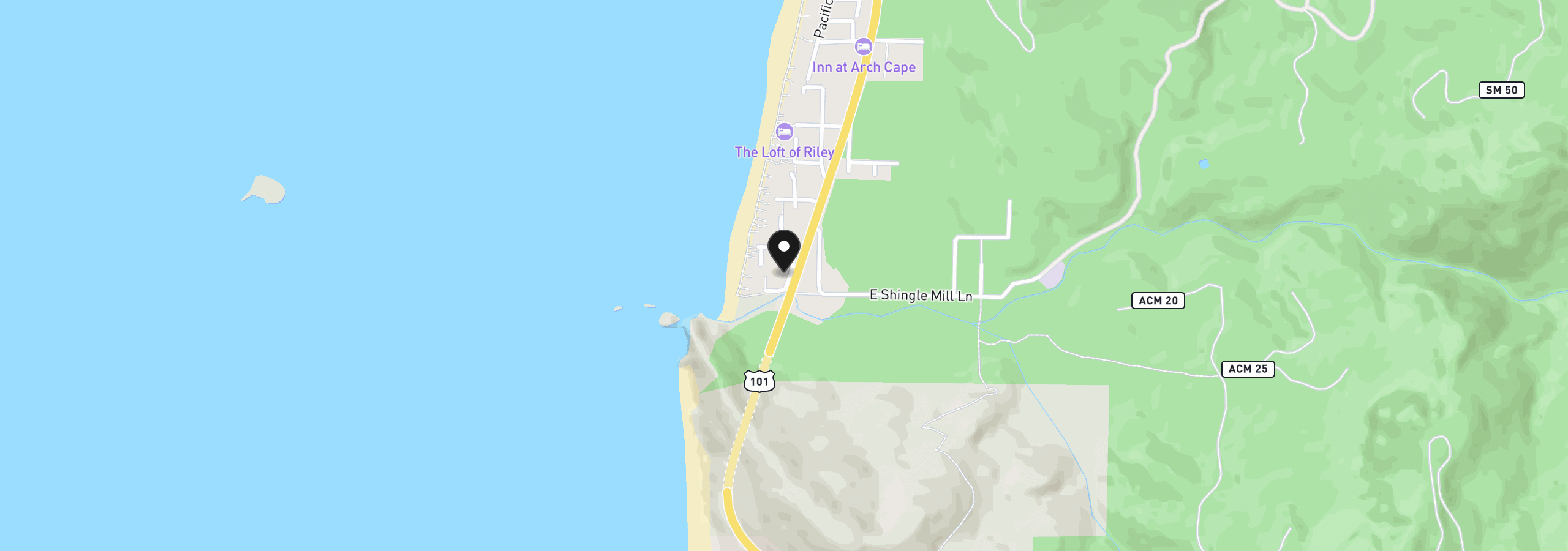 Map showing the location of 79808 Cannon Rd, Arch Cape, OR 97102