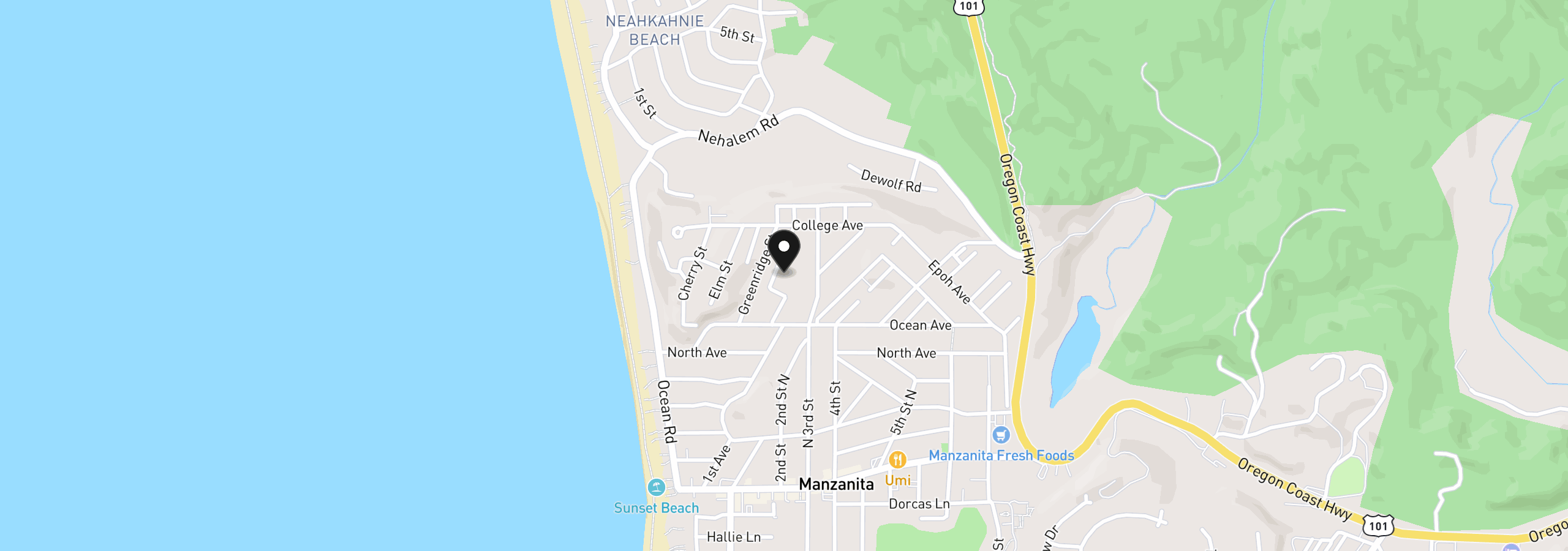 Map showing the location of 830 Hemlock St, Manzanita, OR 97130