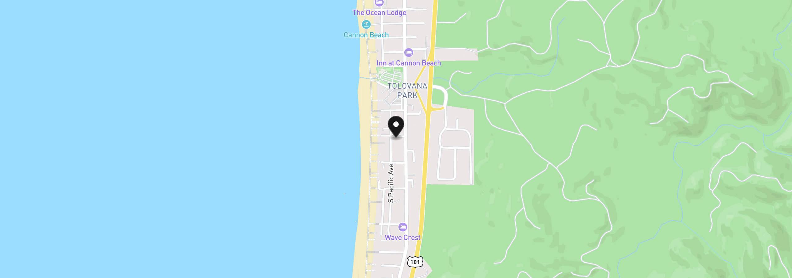 Map showing the location of 3615 S Pacific St, Tolovana Park, OR 97145