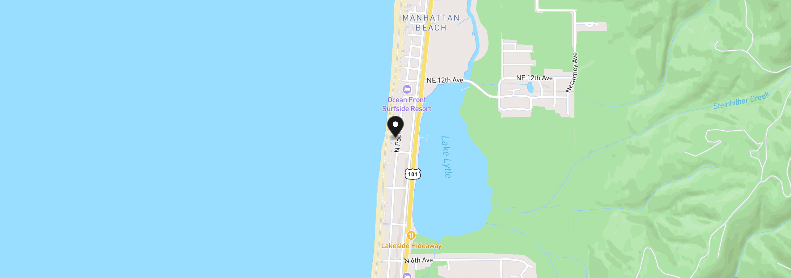 Map showing the location of 921 N Pacific, Rockaway Beach, OR 97136