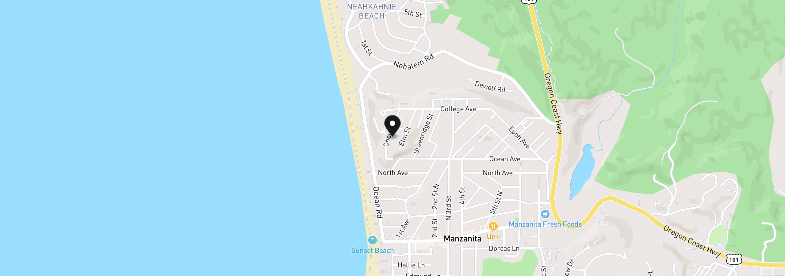 Map showing the location of 760 Cherry St, Manzanita, OR 97130