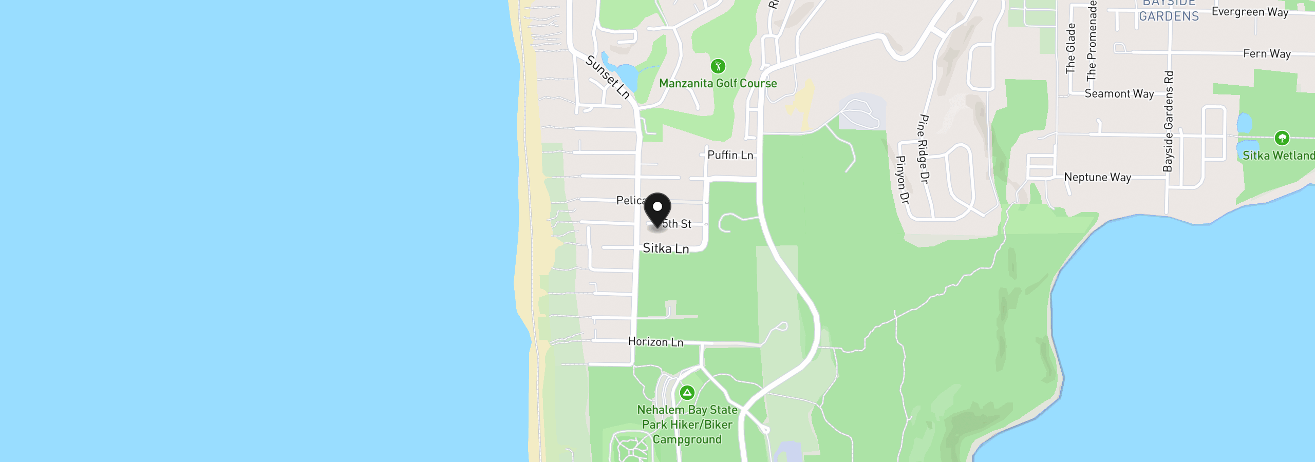 Map showing the location of 9095 Windward Ln, Manzanita, OR 97130