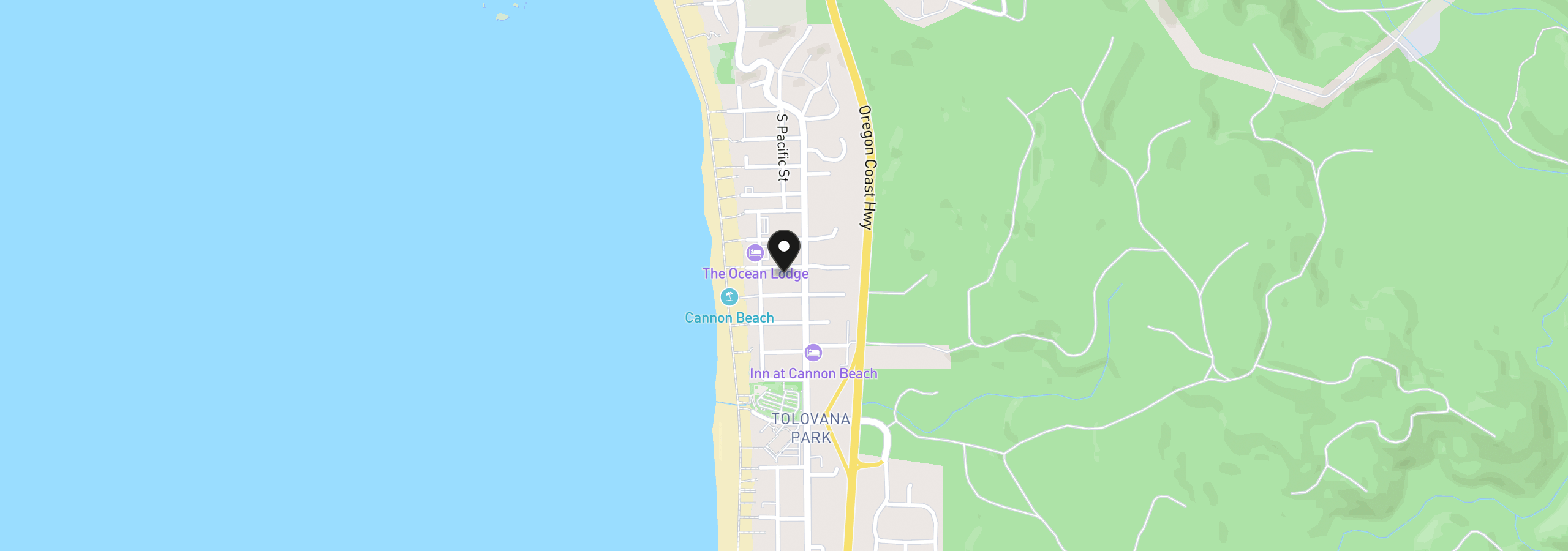 Map showing the location of 139 W Chisana St, Cannon Beach, OR 97110