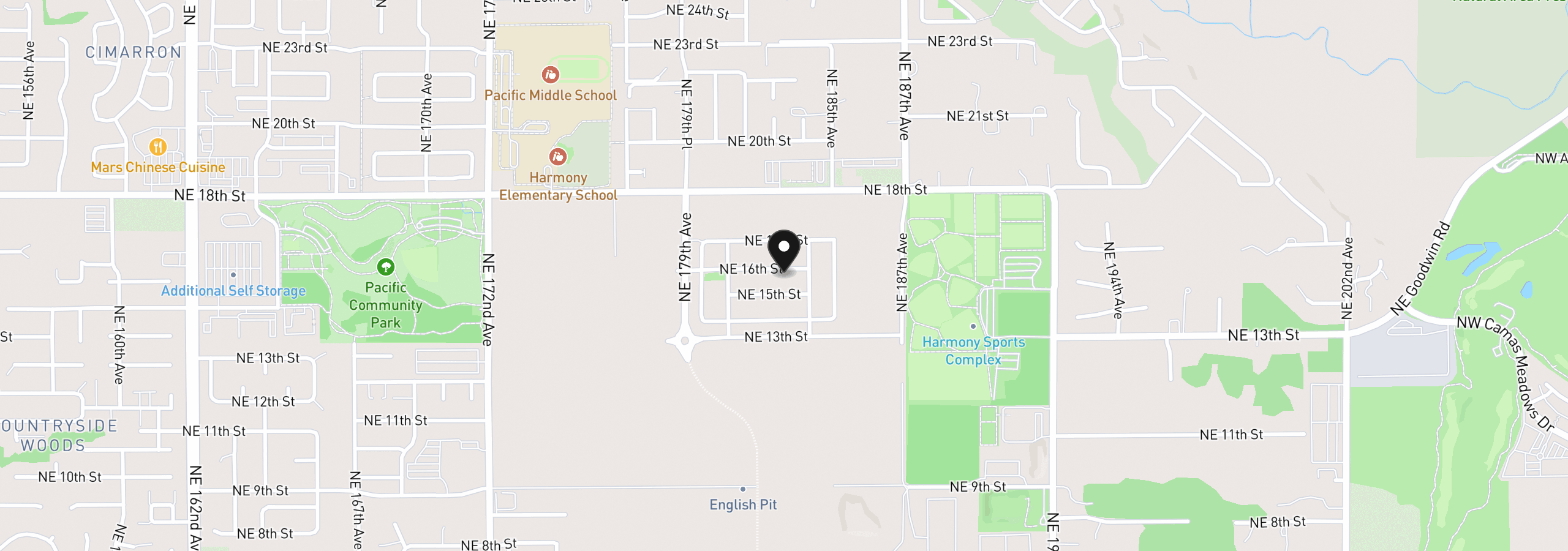 Map showing the location of 18302 NE 16th St, Vancouver, Wa 98684