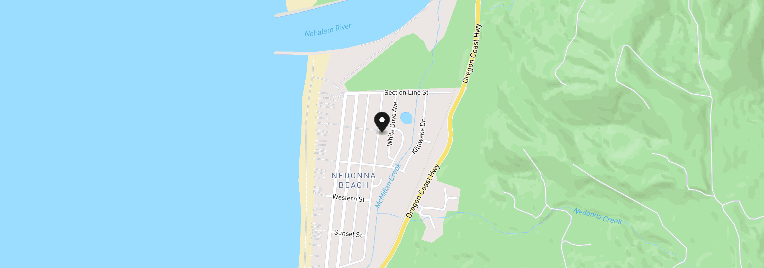 Map showing the location of 26585 David Ave, Rockaway Beach, OR 97136
