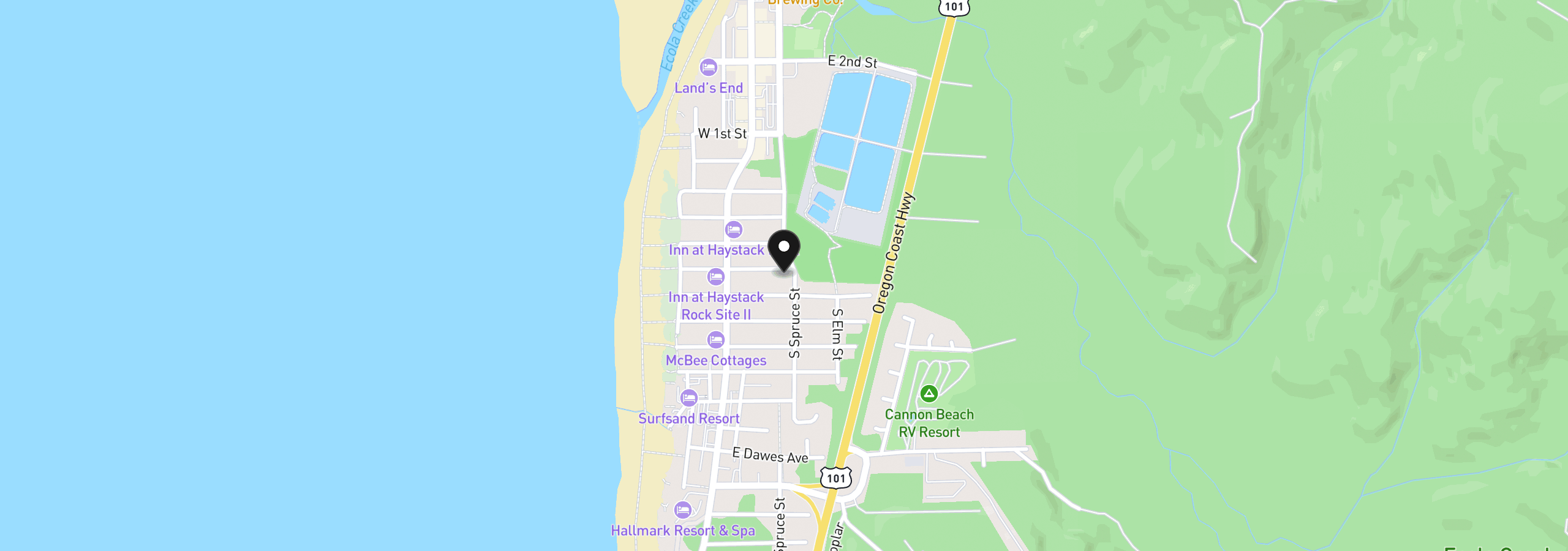 Map showing the location of 191 E Madison St, Cannon Beach, OR 97110