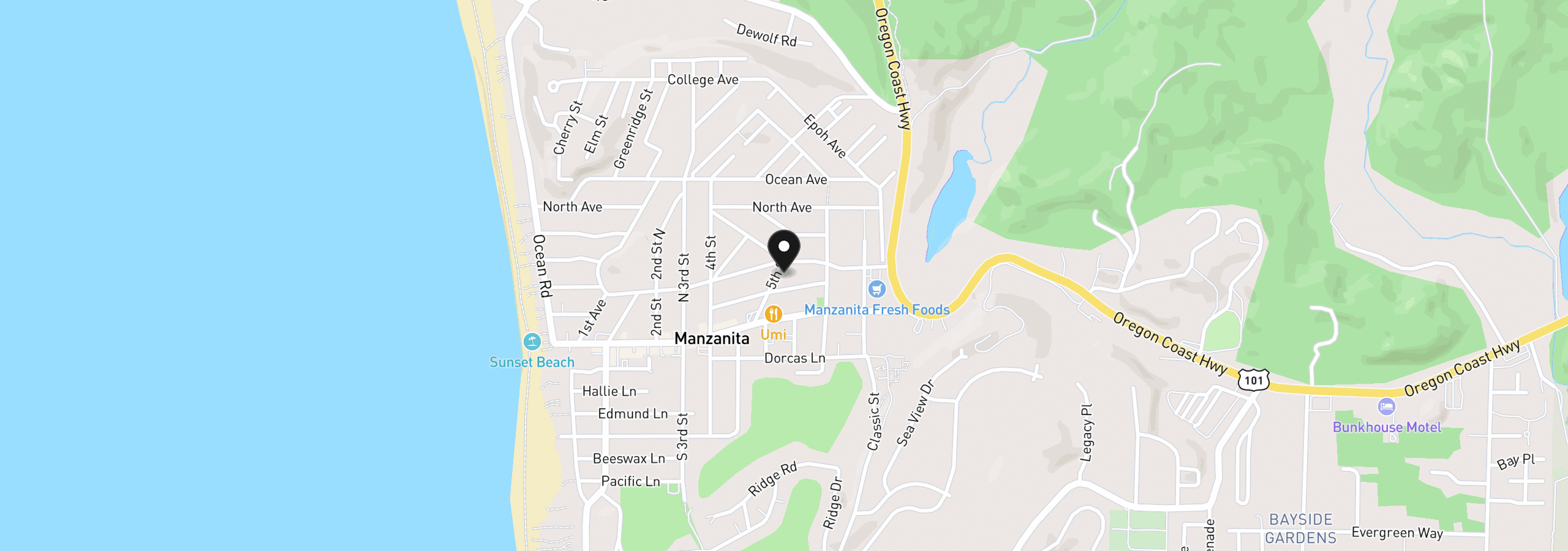 Map showing the location of 248 Fifth St, Manzanita, OR 97130