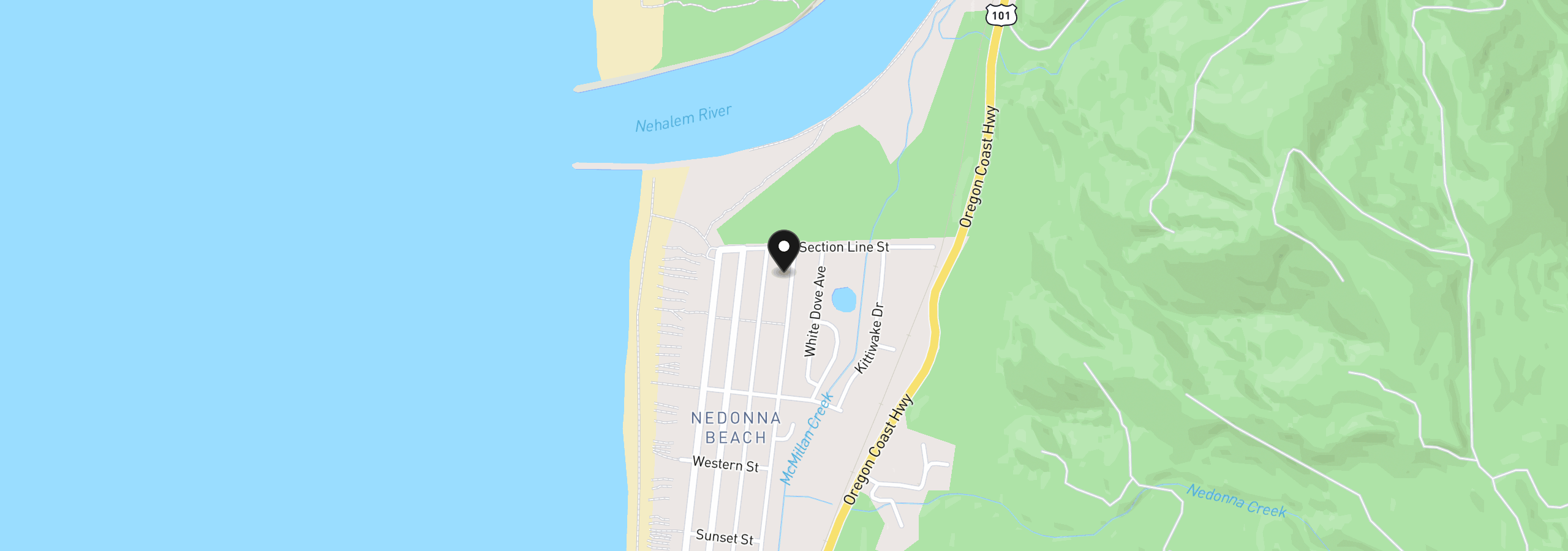 Map showing the location of 26740 David Ave, Rockaway Beach, OR 97136