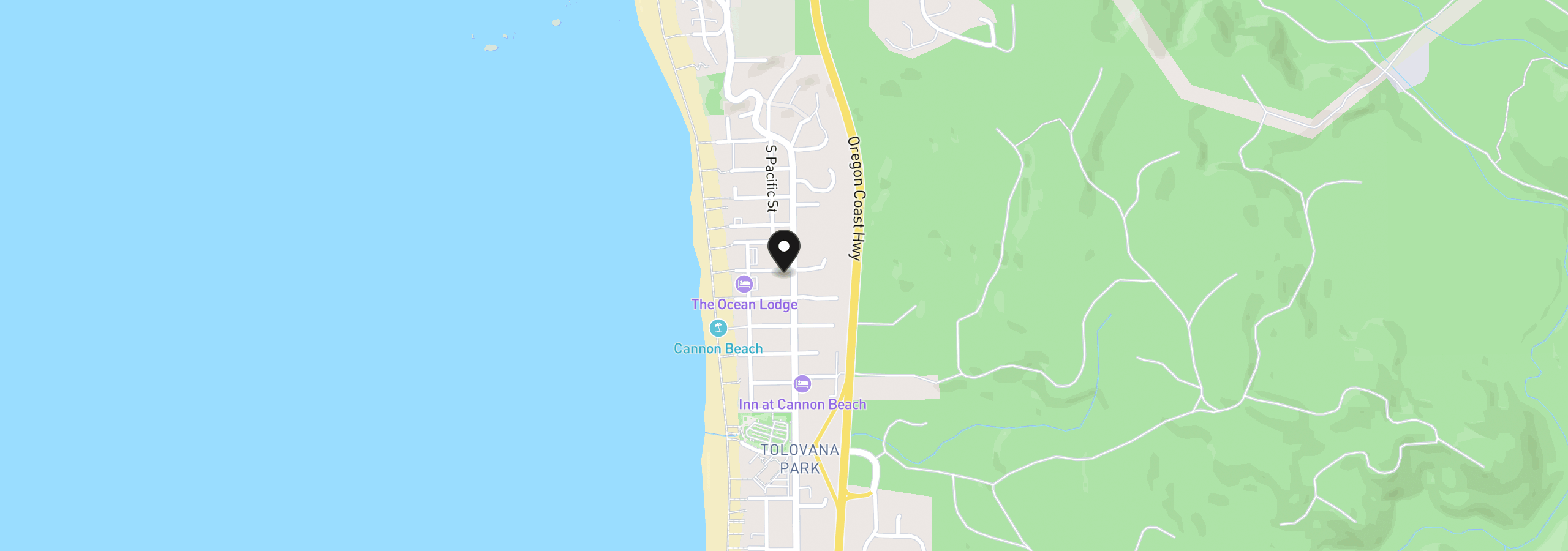 Map showing the location of 115 W Nelchena St, Cannon Beach, OR 97110