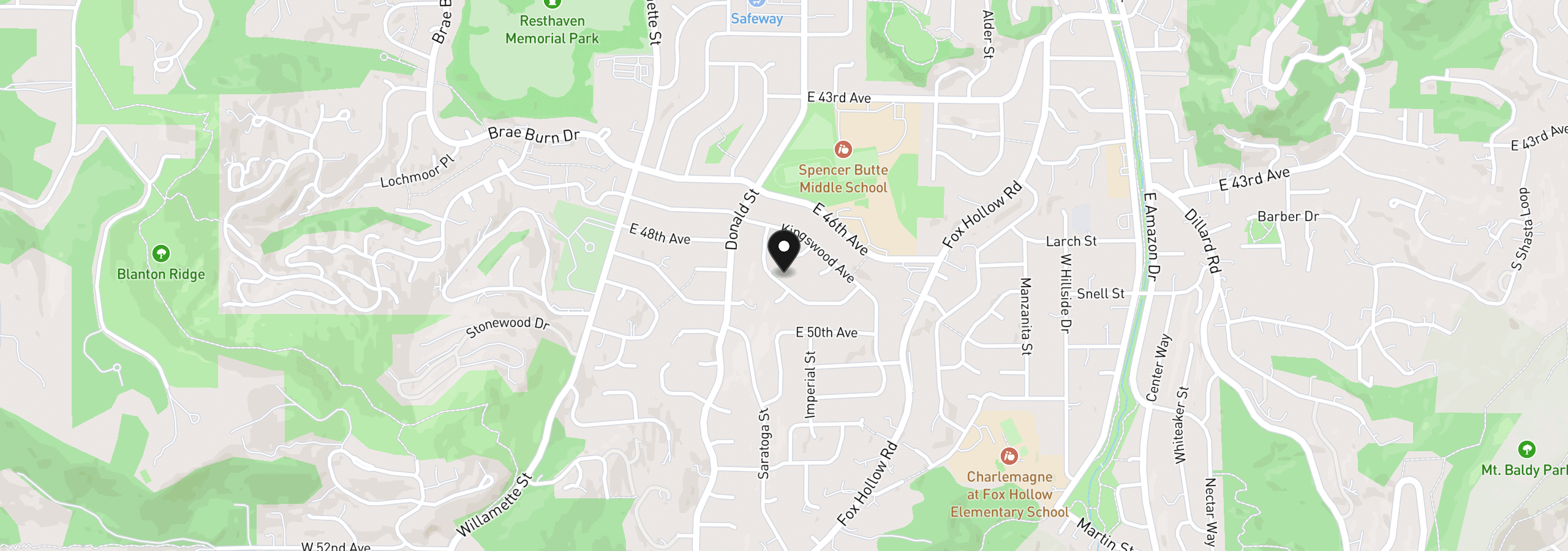 Map showing the location of 4765 Brookwood St, Eugene, OR 97401