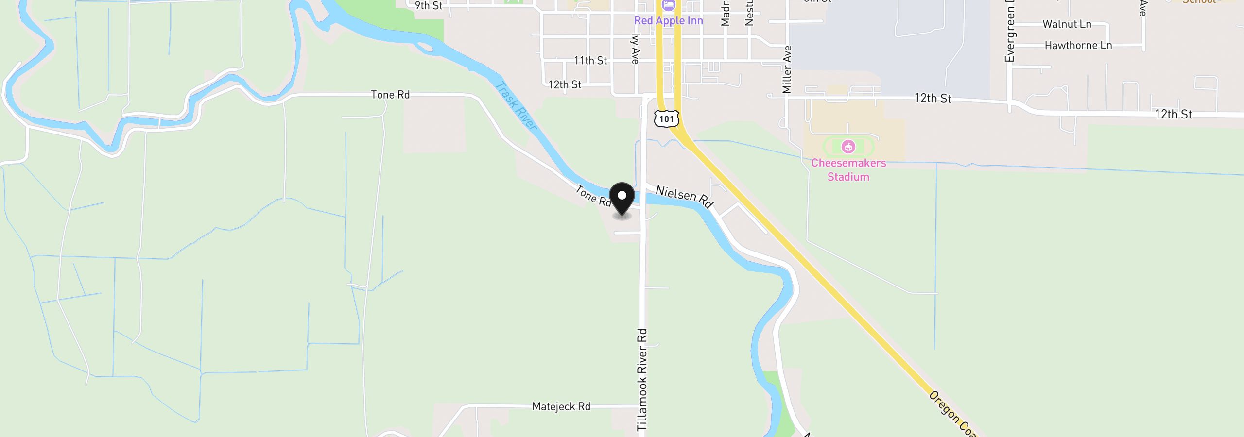 Map showing the location of 1915 Tone Rd, Tillamook, OR 97141