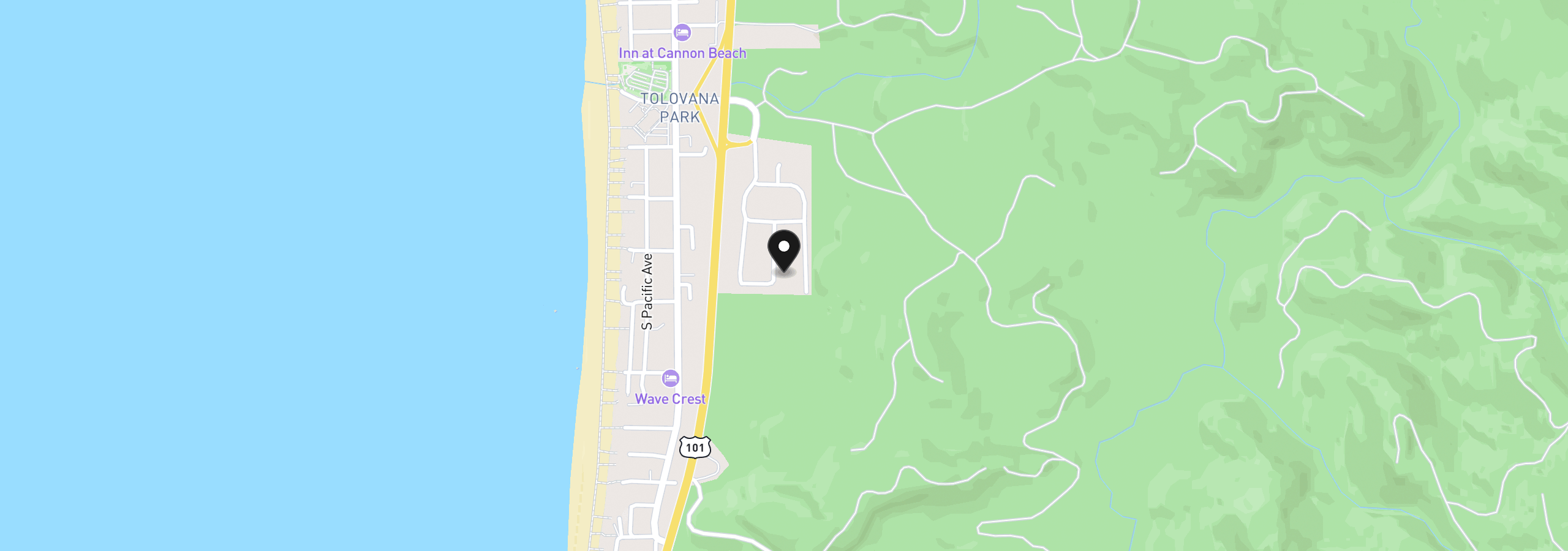 Map showing the location of 3779 Coho Pl, Cannon Beach, OR 97110
