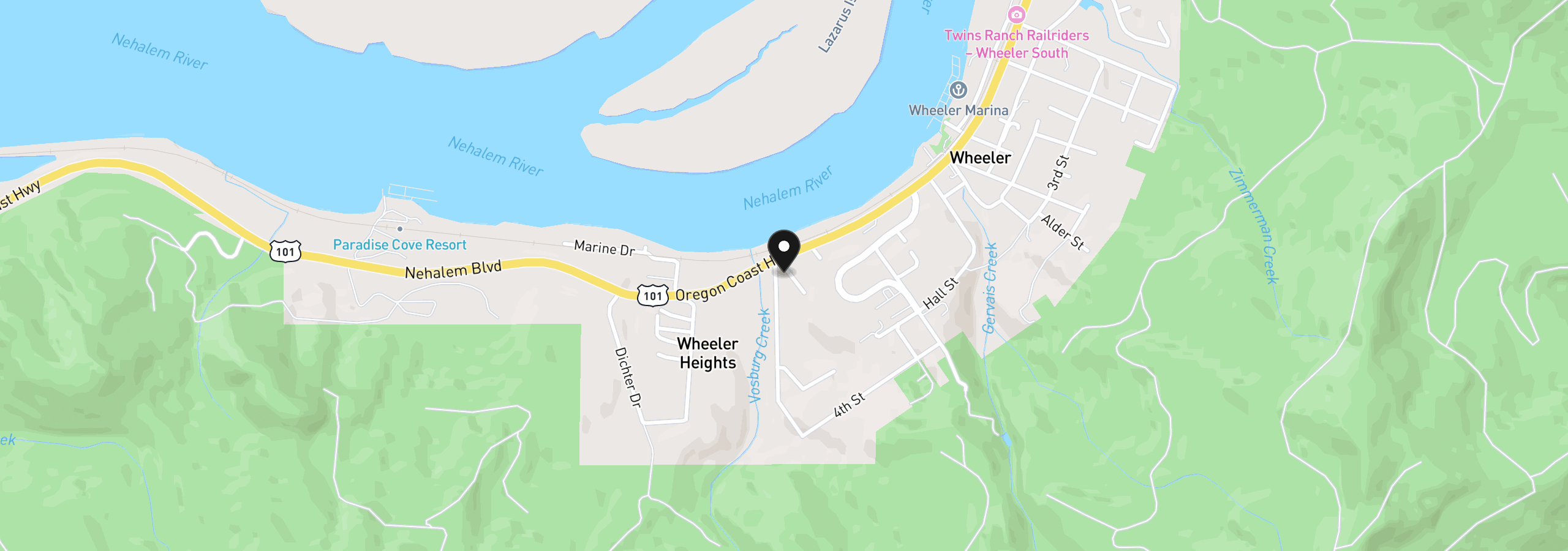 Map showing the location of 76 Gamble St, Wheeler, OR 97147