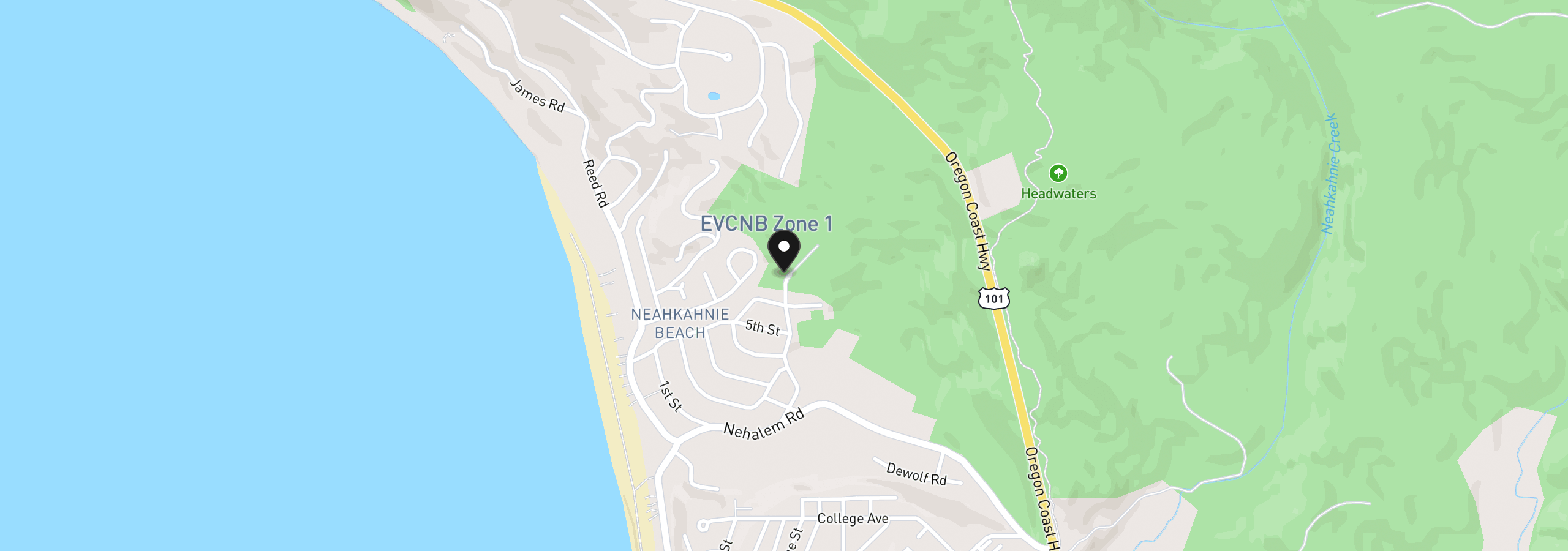 Map showing the location of 9280 Hillcrest Rd, Manzanita, OR 97130
