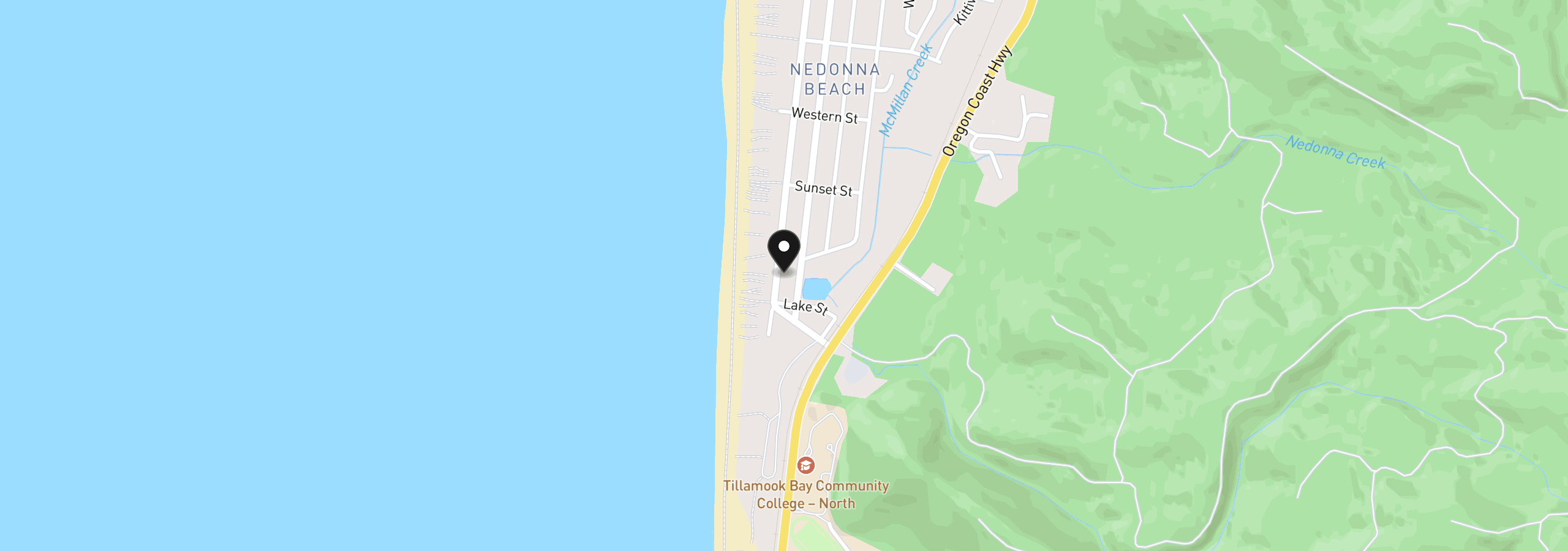Map showing the location of 25775 Beach Dr, Rockaway Beach, OR 97136