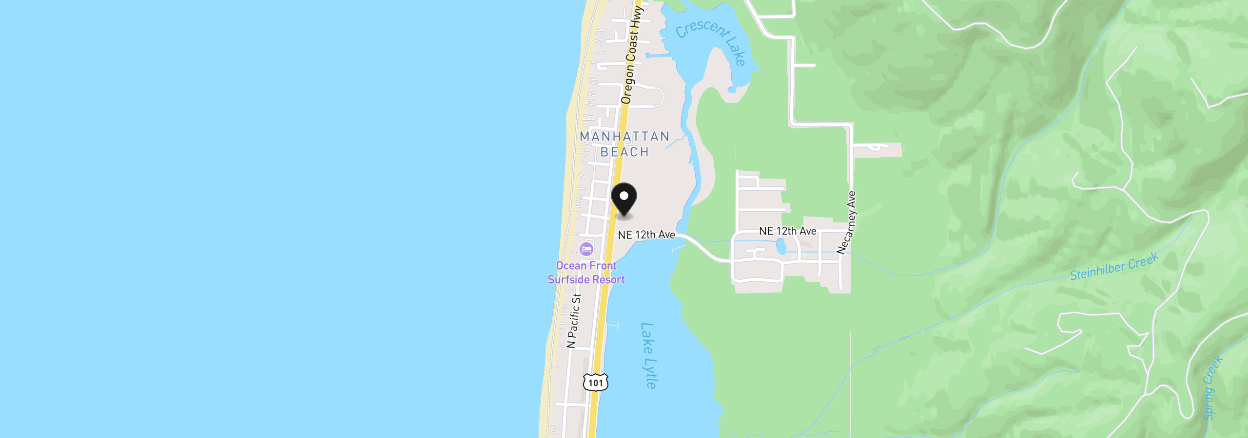 Map showing the location of 1300 Hwy 101 N, Rockaway Beach, OR 97136